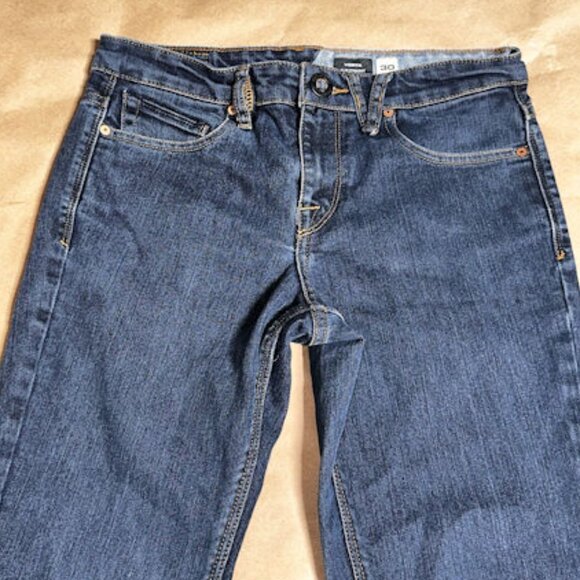 Volcom Vorta Slim Straight Jeans, Size 30, Dark Denim, Plain Pockets - Picture 5 of 5
